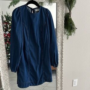 BODEN Long Sleeve Denim Shift Dress